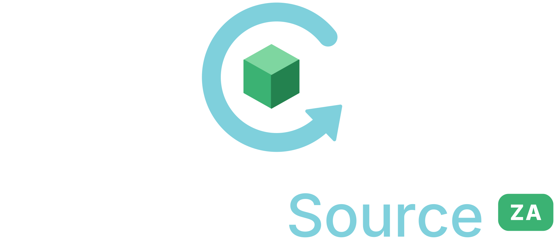Stacked reversed logo on teal